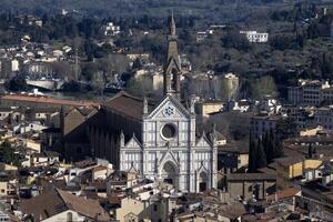 Basilique di Père Noël croquer Florence aérien vue paysage urbain de giotto la tour détail près cathédrale Père Noël maria dei fleur, brunelleschi dôme Italie photo