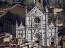 Basilique di Père Noël croquer Florence aérien vue paysage urbain de giotto la tour détail près cathédrale Père Noël maria dei fleur, brunelleschi dôme Italie photo