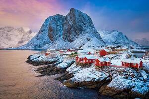 hamnoy pêche village sur lofoten îles, Norvège photo