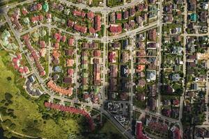 aérien la photographie de au dessus de une grand nombre de Maisons dans le est district de minsk.le district de le ville de Minsk le rivière svisloch.biélorussie photo