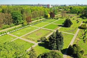 Haut vue de le printemps Minsk botanique jardin. biélorussie photo