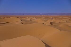 une le sable dune de Sahara désert à mhamid el Ghizlane dans Maroc photo