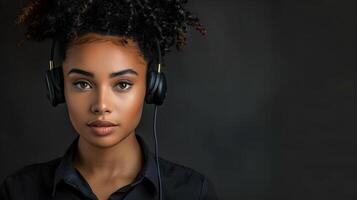 ai généré portrait de une Jeune femme appel centre opérateur. ai généré photo