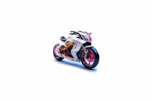 3d illustration de blanc futuriste moto isolé sur blanc Contexte photo