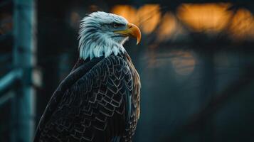 ai généré une fier américain Aigle est assis sur une branche. ai généré photo