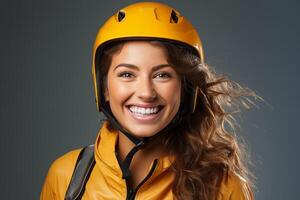 ai généré femme portant kayak équipement photo