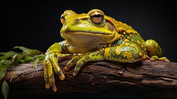 ai généré une grenouille dans une méditatif pose, yeux fermé, exsudant calme photo