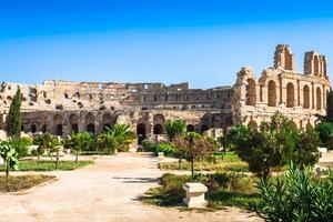 Tunisie. el jem ancien thysdrus ruines de le le plus grand colisée dans Nord Afrique photo