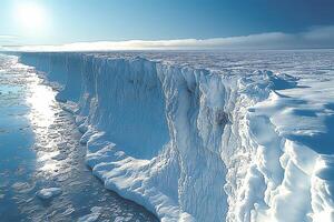 ai généré fusion la glace casquettes et glaciers, illustrant le effets de climat changement photo