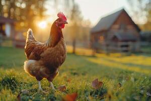 ai généré pâturage en plein air poulets biologique la volaille et Naturel agriculture.générative ai photo