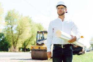 ingénierie construction entreprise, est bâtiment une Nouveau route travail photo