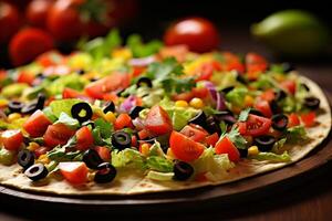 ai généré authentique et l'eau à la bouche mexicain tostadas. délicieux traditionnel vaisselle pour une savoureux le banquet photo