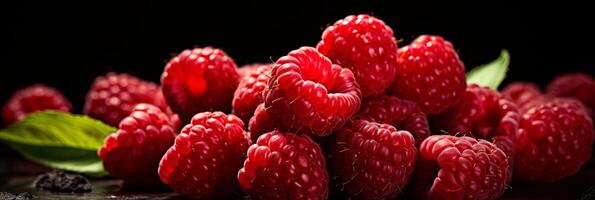 ai généré juteux et irrésistible framboise bannière pour tentant et rafraîchissant fruit promotion photo