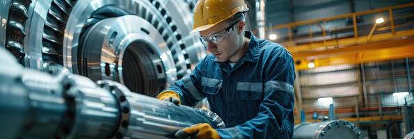 ai généré technicien est Faire entretien vent énergie moteur photo