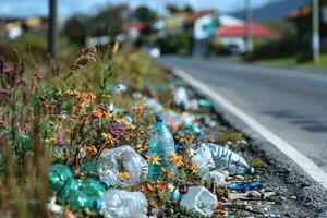 ai généré Plastique la pollution de déchets Célibataire utilisation Plastique professionnel la photographie photo