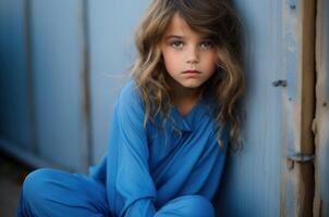 ai généré climatisé moderne enfant fille souterrain bunker. produire ai photo