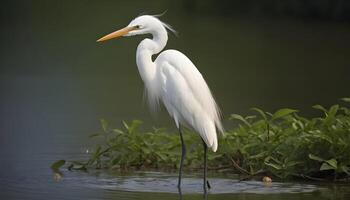 ai généré génial blanc aigrette oiseau Stock photo, aigrette oiseau photographie.faune la photographie, photo