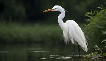 ai généré génial blanc aigrette oiseau Stock photo, aigrette oiseau photographie.faune la photographie, photo