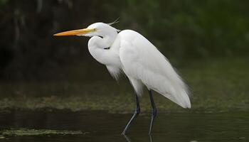 ai généré génial blanc aigrette oiseau Stock photo, aigrette oiseau photographie.faune la photographie, photo