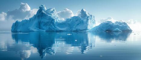 ai généré icebergs flottant dans une glacial lagune photo