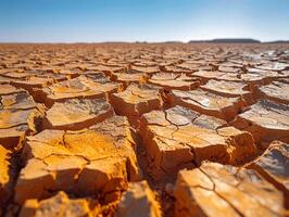 ai généré fissuré sec Terre texture dans désert photo
