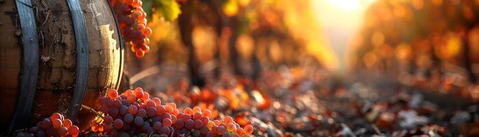 ai généré mûri vignoble Lignes à récolte photo