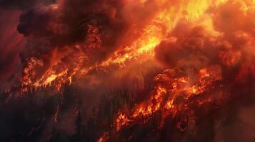 ai généré Haut vue de incendies scène. photo