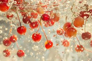 ai généré mûri cerises pendaison de arbre photo