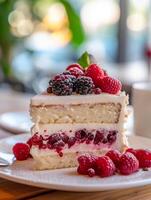 ai généré mariage gâteau avec fruit décoration photo