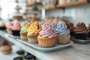 ai généré délicieux tasse gâteau photo