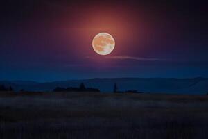 ai généré lune brille vivement contre le foncé ciel, moulage une mystique lueur photo