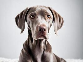 ai généré portrait de un adorable braque de Weimar chiot, studio coup photo