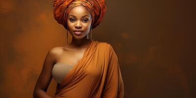 ai généré Enceinte magnifique africain femme. génératif ai photo