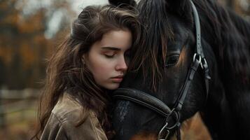 ai généré une femme et cheval photo