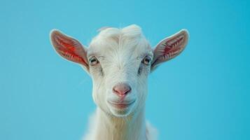 ai généré une chèvre sur une pastel bleu Contexte photo