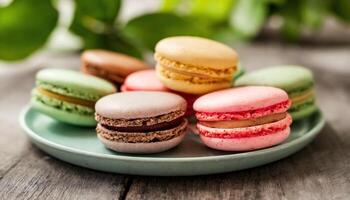 macarons de différent couleurs sur une tableau. photo