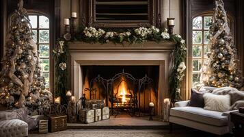 Noël à le manoir, Anglais campagne décoration et intérieur décor photo