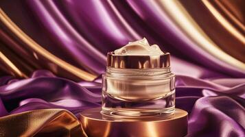 visage crème Crème hydratante, soin de la peau et soin du corps produit sur violet arrière-plan, spa et biologique beauté produits de beauté pour Naturel peau se soucier routine photo