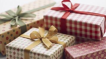 vacances cadeaux et cadeaux, pays chalet style enveloppé cadeau des boites pour boxe jour, Noël, valentines journée et vacances achats vente, beauté boîte livraison photo