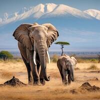 photo éléphants dans amboseli nationale parc Kenya Afrique