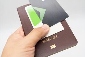 thaïlandais passeport et ic carte. vacances, Planification budget. Voyage plan concept. photo