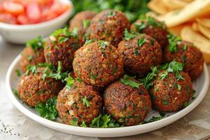 falafels sont Profond frit des balles traditionnellement a trouvé dans milieu est cuisine nourriture professionnel La publicité nourriture la photographie photo