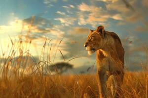 une lionne sur le façon photo