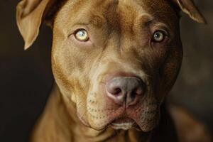 portrait de une fosse taureau chien. photo