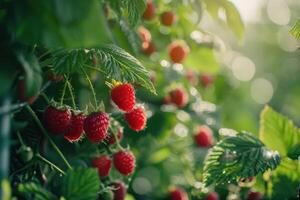 framboise récolte dans le jardin. photo