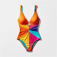 brillant coloré élégant aux femmes maillot de bain sur blanc Contexte photo