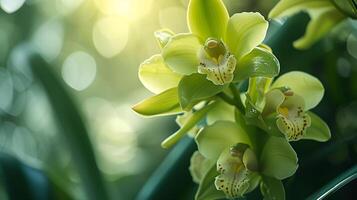 enchanteur monde de flore, une délicat coloré orchidée dans plein Floraison photo