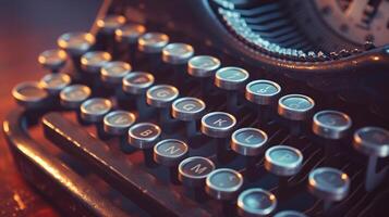 une ancien machine à écrire, baigné dans doux, directionnel lumière photo