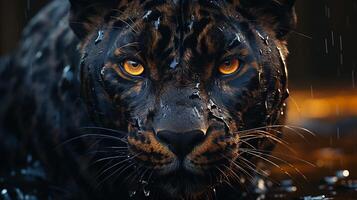 noir chat panthère dangereux animal jungle forêt photo