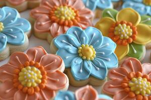 fleur biscuits de turquoise Jaune et Orange couleurs photo